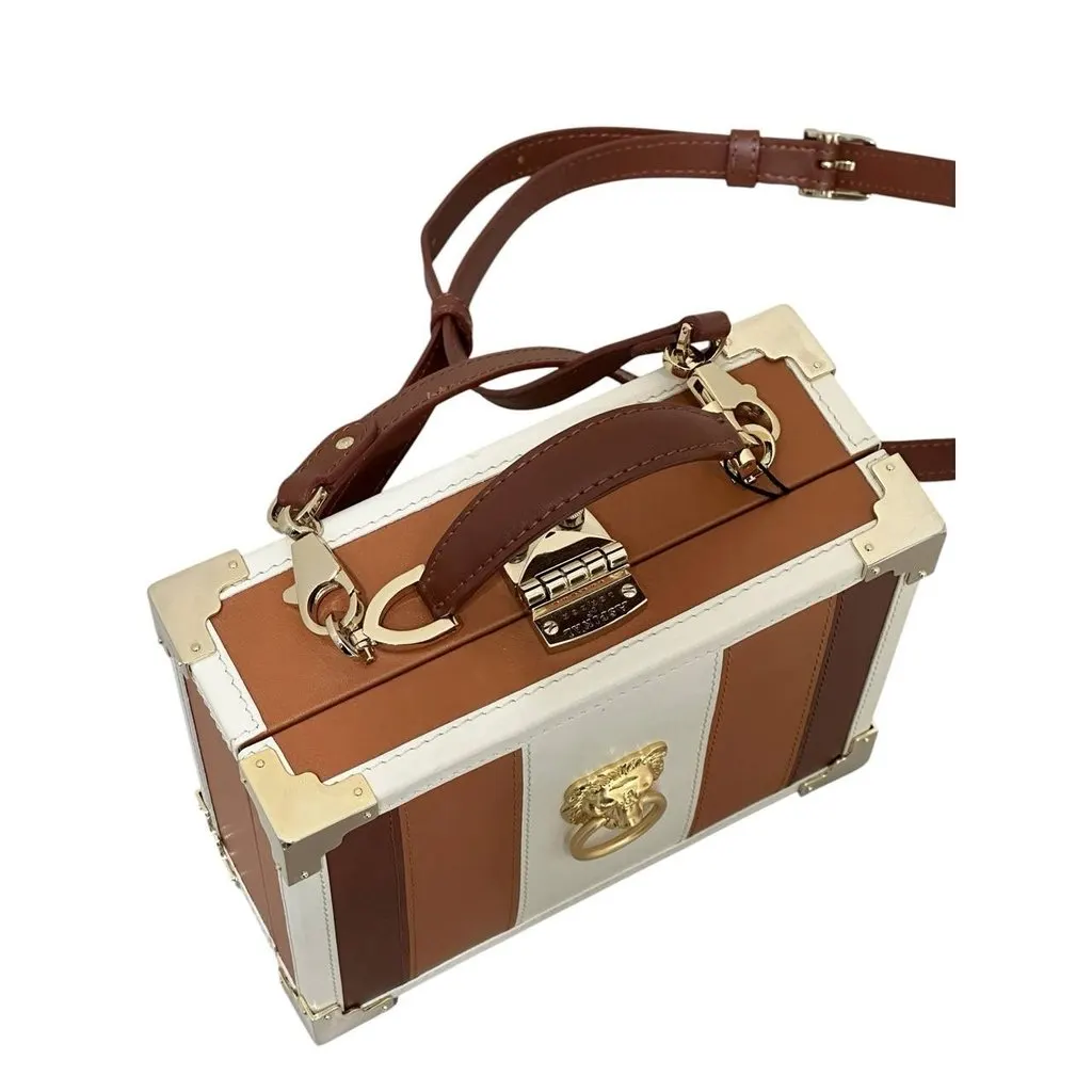 Aspinal of London Lion Head Box Trunk Crossbody Bag pre-owned Brown Leather Good - Box View