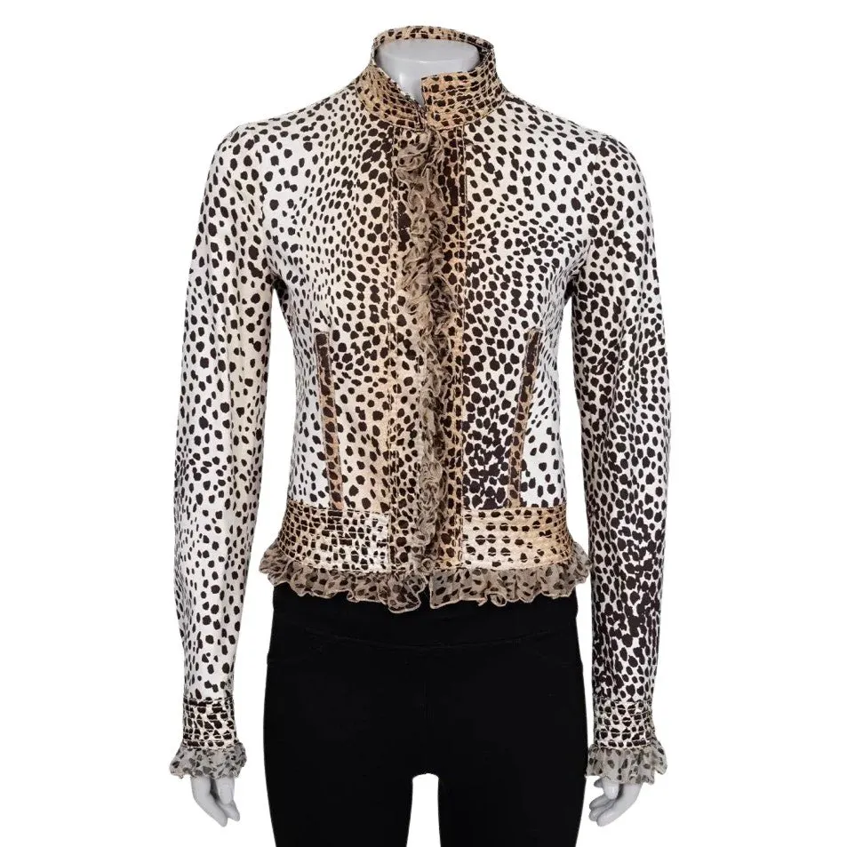 Roberto Cavalli Roberto Cavalli Animal Print Fitted Jacket IT38 XS pre-owned Black Cotton Good - Front View