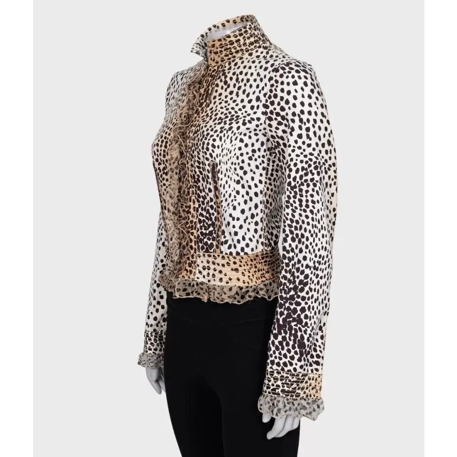 Roberto Cavalli Roberto Cavalli Animal Print Fitted Jacket IT38 XS pre-owned Black Cotton Good - Back View