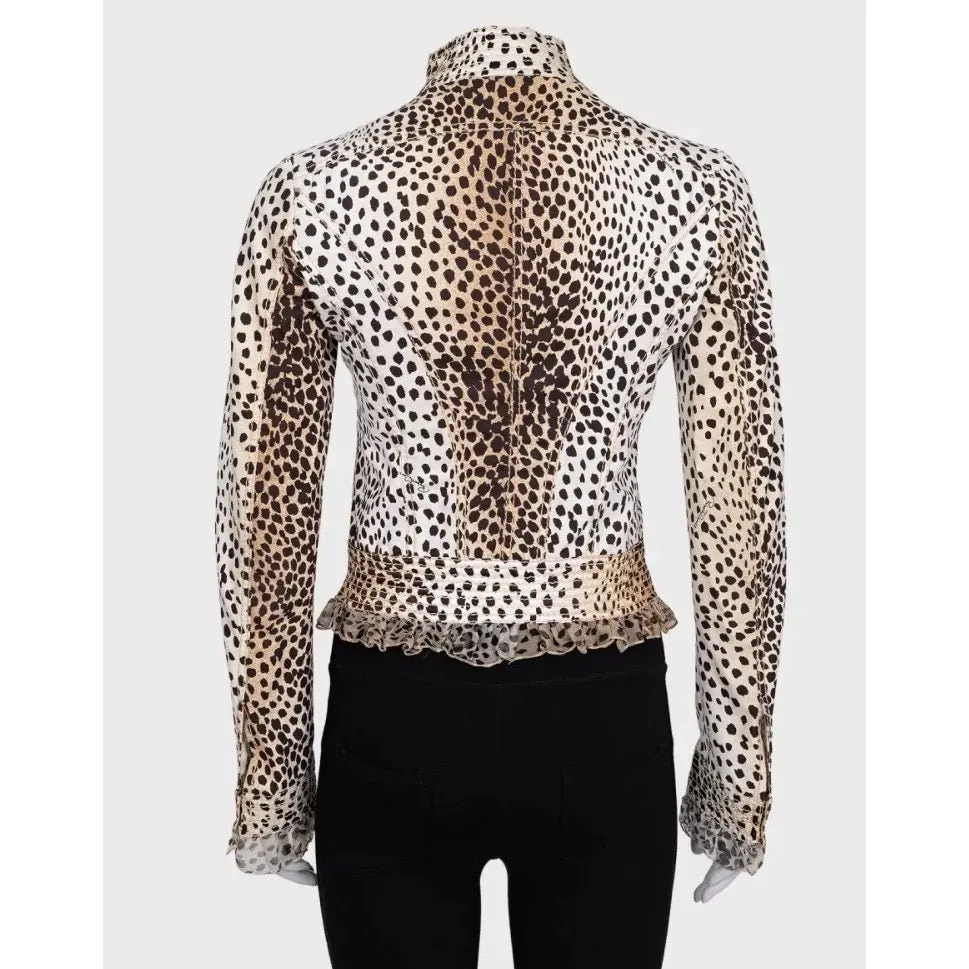 Roberto Cavalli Roberto Cavalli Animal Print Fitted Jacket IT38 XS pre-owned Black Cotton Good - Inside View