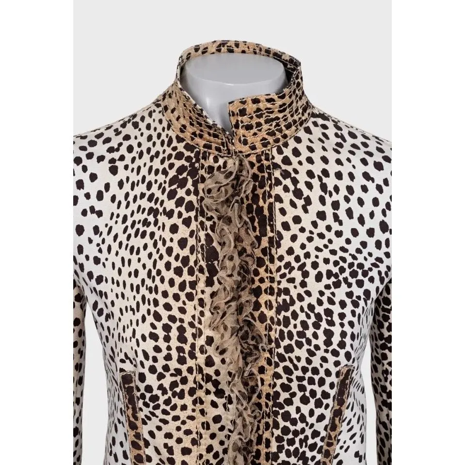 Roberto Cavalli Roberto Cavalli Animal Print Fitted Jacket IT38 XS pre-owned Black Cotton Good - Model View