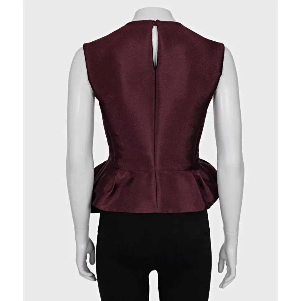 Dior Christian Dior Burgundy Silk Blend Peplum Top - Size M / EU 36 Pre-owned Burgundy Silk Good - Inside View
