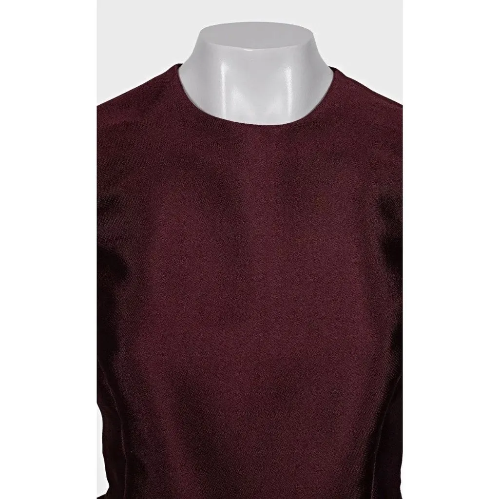 Dior Christian Dior Burgundy Silk Blend Peplum Top - Size M / EU 36 Pre-owned Burgundy Silk Good - Model View