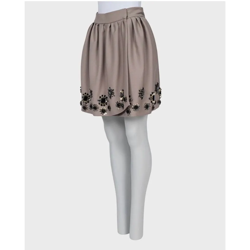 Dior Christian Dior Embellished Floral Crystal Skirt EU 36/M Pre-owned Brown Wool Good - Back View