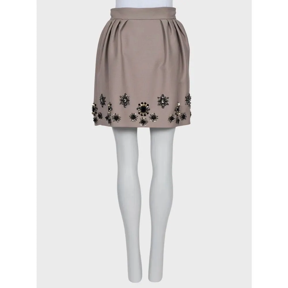 Dior Christian Dior Embellished Floral Crystal Skirt EU 36/M Pre-owned Brown Wool Good - Inside View