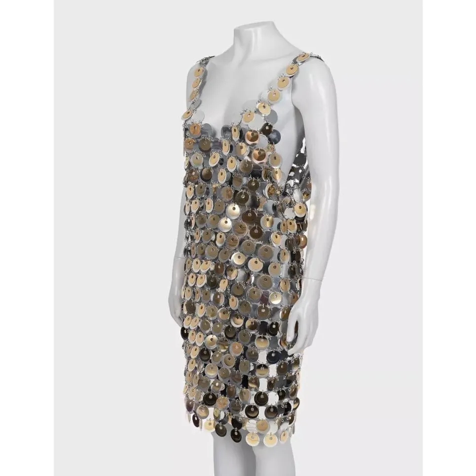 Paco Rabanne Stunning Paco Rabanne x H&M Silver Metal Dress - Size XL Pre-owned Silver Good - Back View