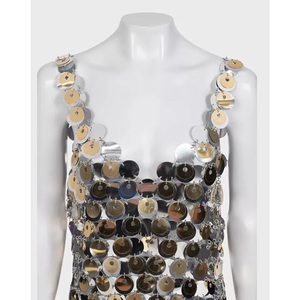 Paco Rabanne Stunning Paco Rabanne x H&M Silver Metal Dress - Size XL Pre-owned Silver Good - Model View