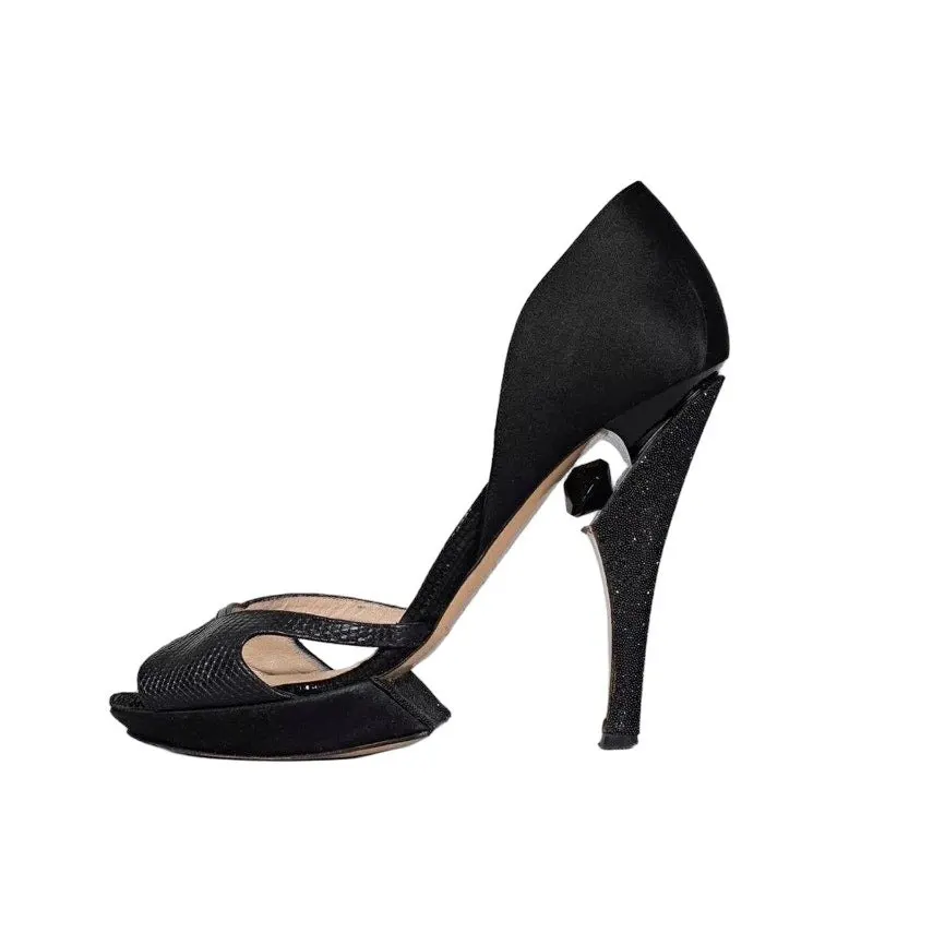 Nicholas Kirkwood Black Leather & Textile Pumps Sz.38 Pre-owned Black Leather Good - Front View