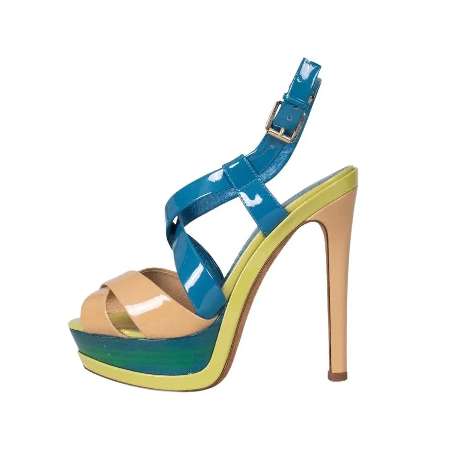 Dior Christian Dior Leather Open-Toe High Heel Sandals - EU 36.5 Pre-owned Gold Leather Good - Front View