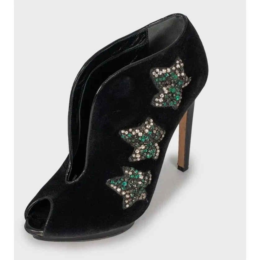 Alexander McQueen Black Suede Crystal Embellished Pumps sz.39 pre-owned Black Suede Good - Inside View