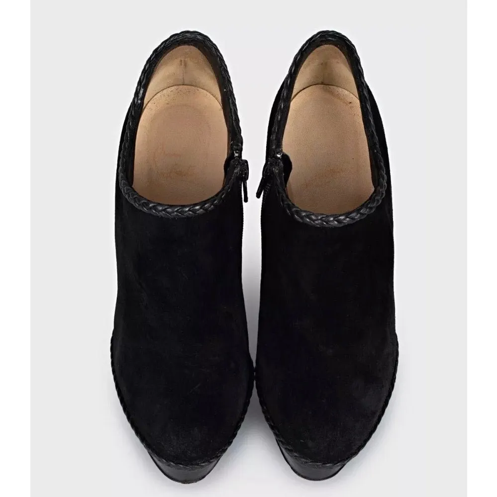 Christian Louboutin Christian Louboutin Black Suede Ankle Booties 37.5 EU Pre-owned Black Suede Good - Back View