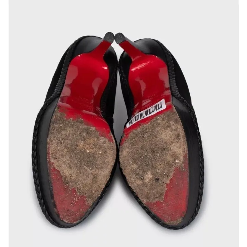 Christian Louboutin Christian Louboutin Black Suede Ankle Booties 37.5 EU Pre-owned Black Suede Good - Box View
