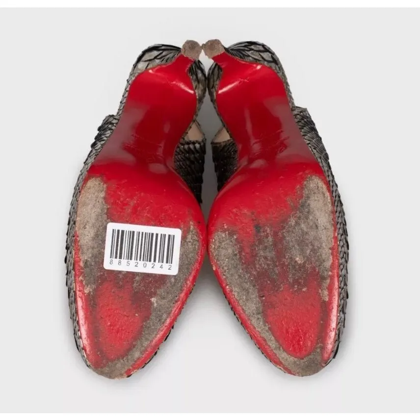 Christian Louboutin Silver Lambskin Slingback Heels Sz.37 pre-owned Silver Leather Good - Box View