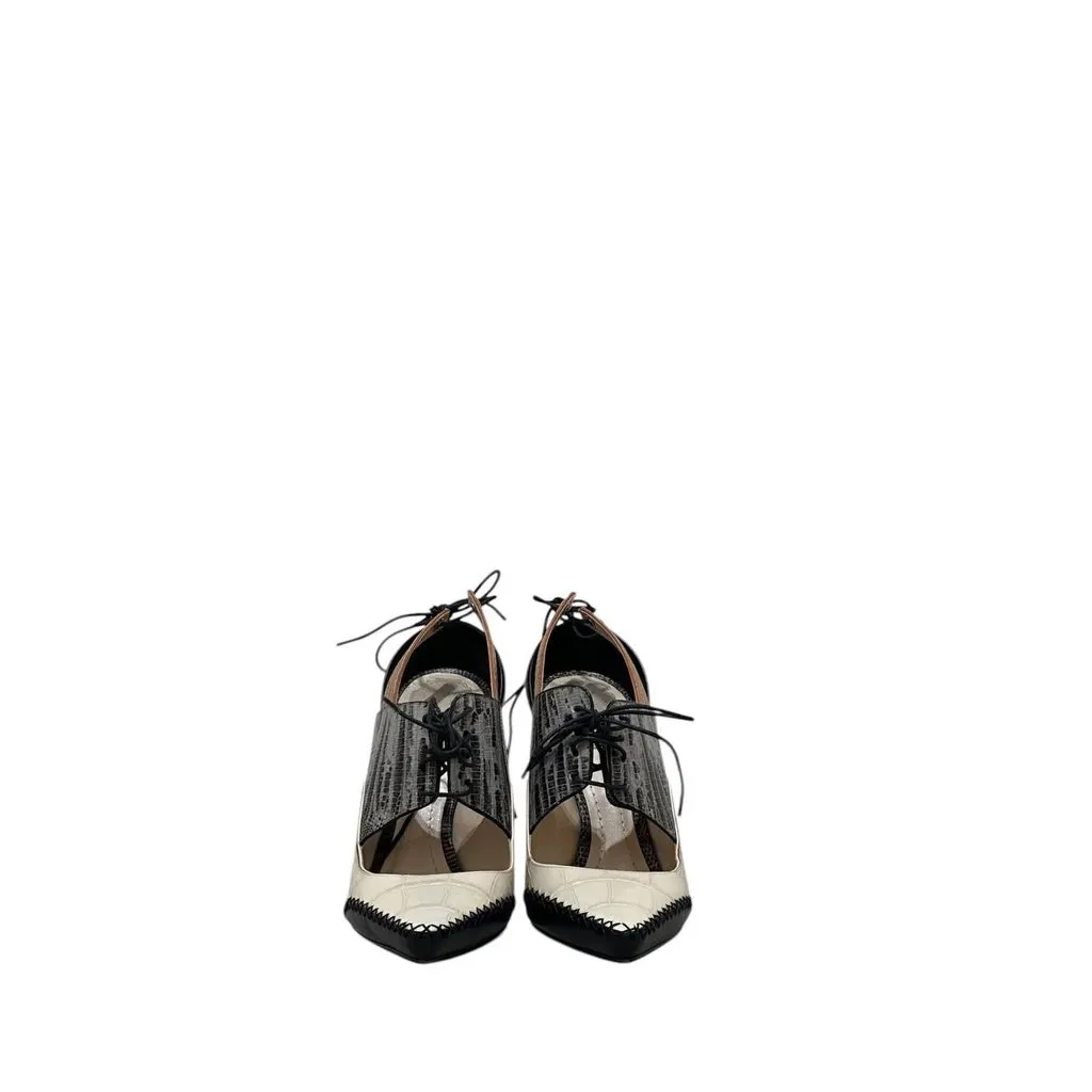 Dior Nomade FW16 Crocodile-Embossed Leather Heels 38 Pre-owned Beige Leather Good - Back View