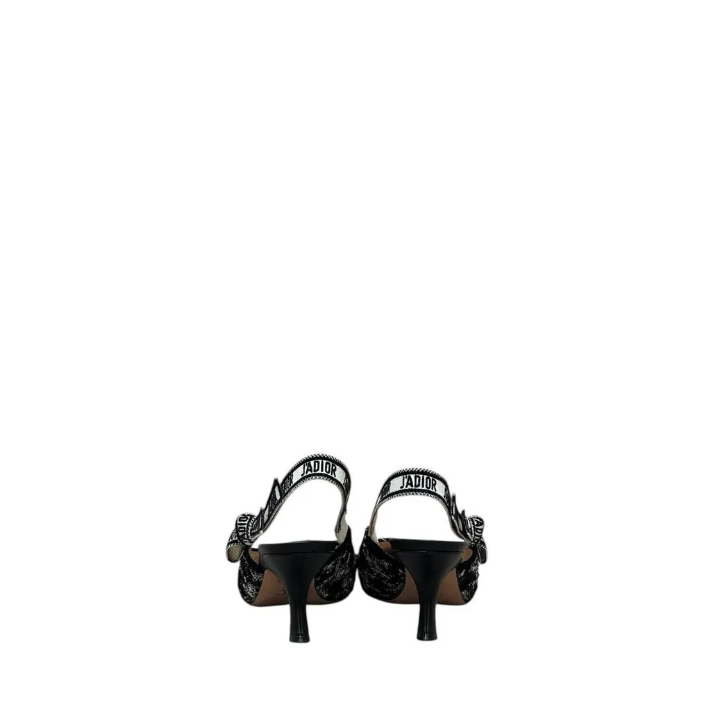 Dior J’Adior Houndstooth Slingback Pumps EU 39.5 Pre-owned Black Tweed Good - Box View