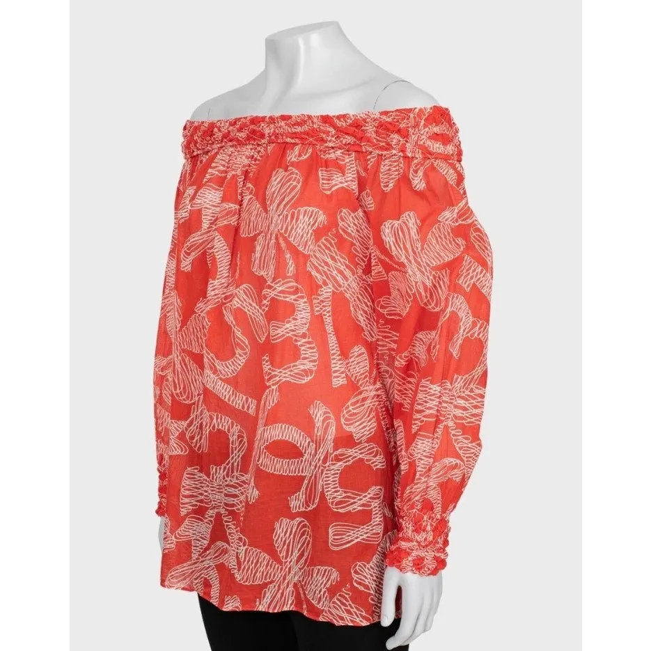 Chanel Vintage Orange Cotton Long Sleeve Blouse Sz.38/ M Pre-owned Orange Cotton Good - Back View