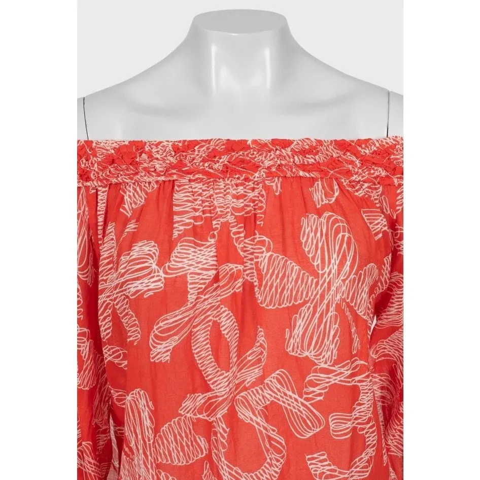 Chanel Vintage Orange Cotton Long Sleeve Blouse Sz.38/ M Pre-owned Orange Cotton Good - Inside View