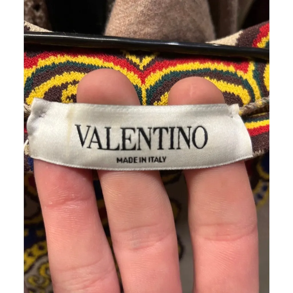 Valentino NWOT Valentino Beige Printed Fitted Dress Sz M Pre-owned Beige Never worn - Box View