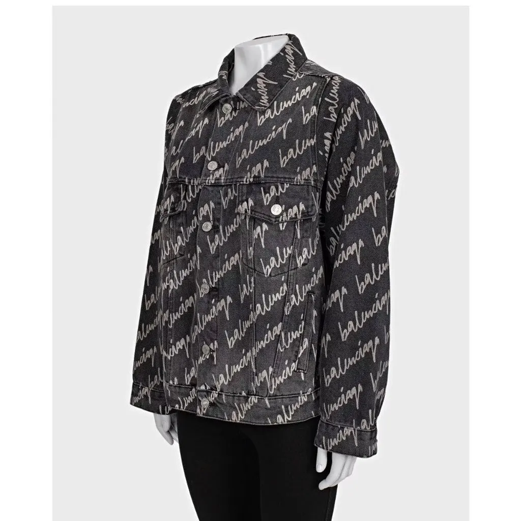 Balenciaga NWOT Balenciaga Black Oversized Denim Jacket IT38/XXS pre-owned Black Denim Never worn - Back View