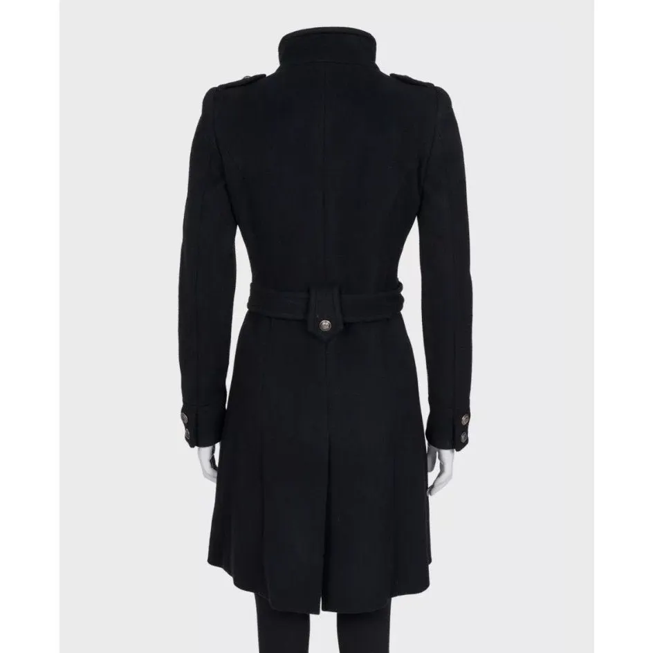 Roberto Cavalli Black Wool & Cashmere Belted Coat Sz.40/ S Pre-owned Black Wool Good - Inside View