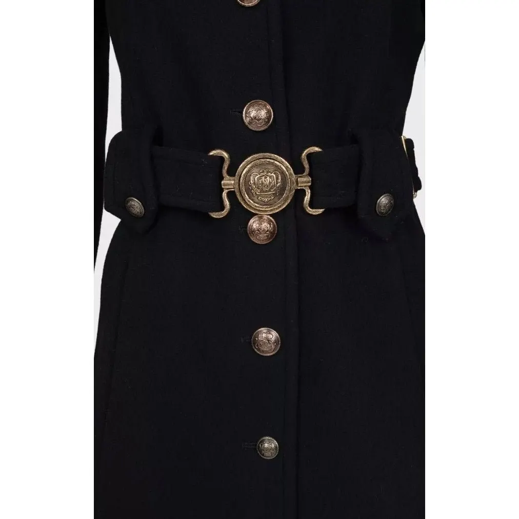 Roberto Cavalli Black Wool & Cashmere Belted Coat Sz.40/ S Pre-owned Black Wool Good - Model View