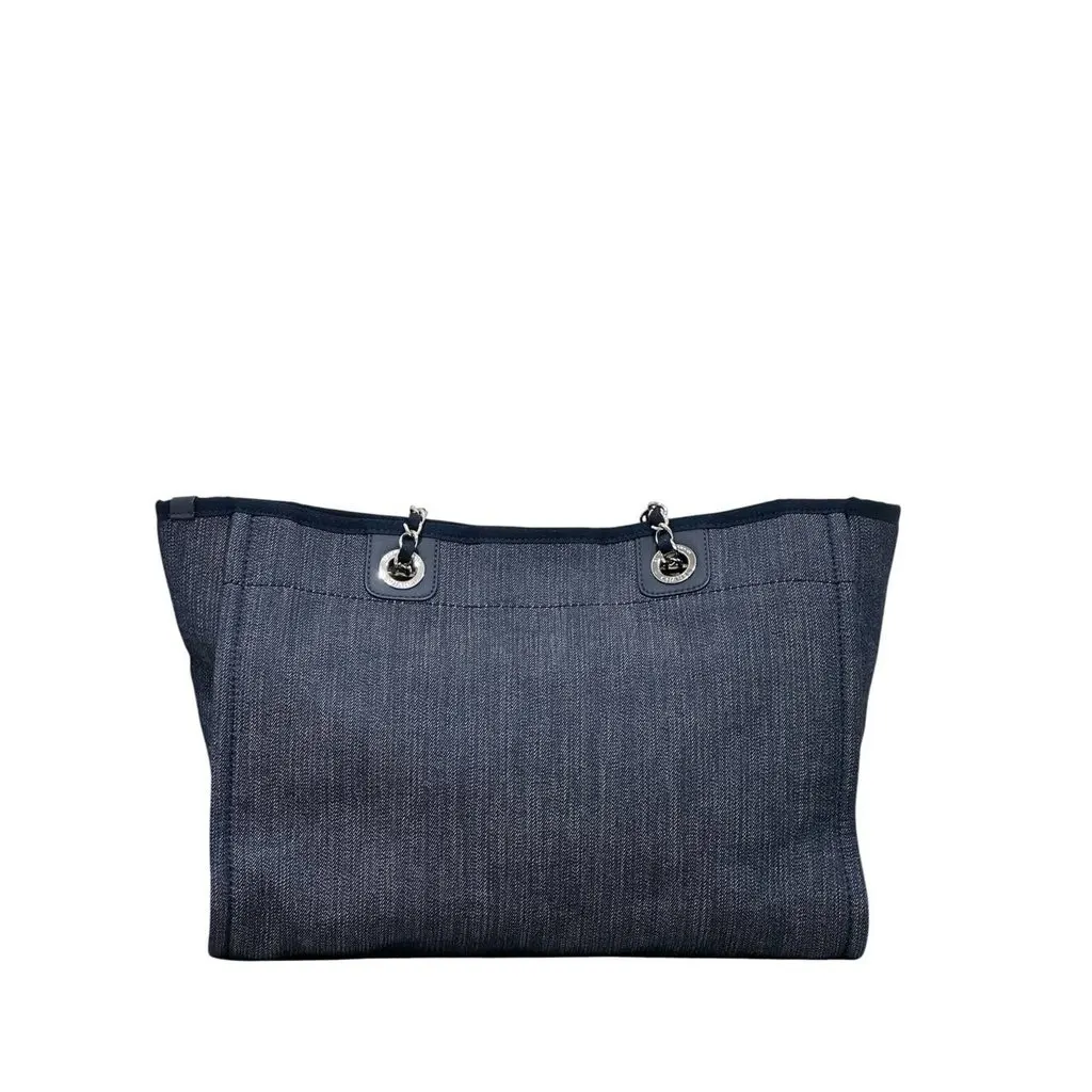 Chanel Deauville Large Denim Canvas Tote Bag Pre-owned Navy Denim Good - Back View