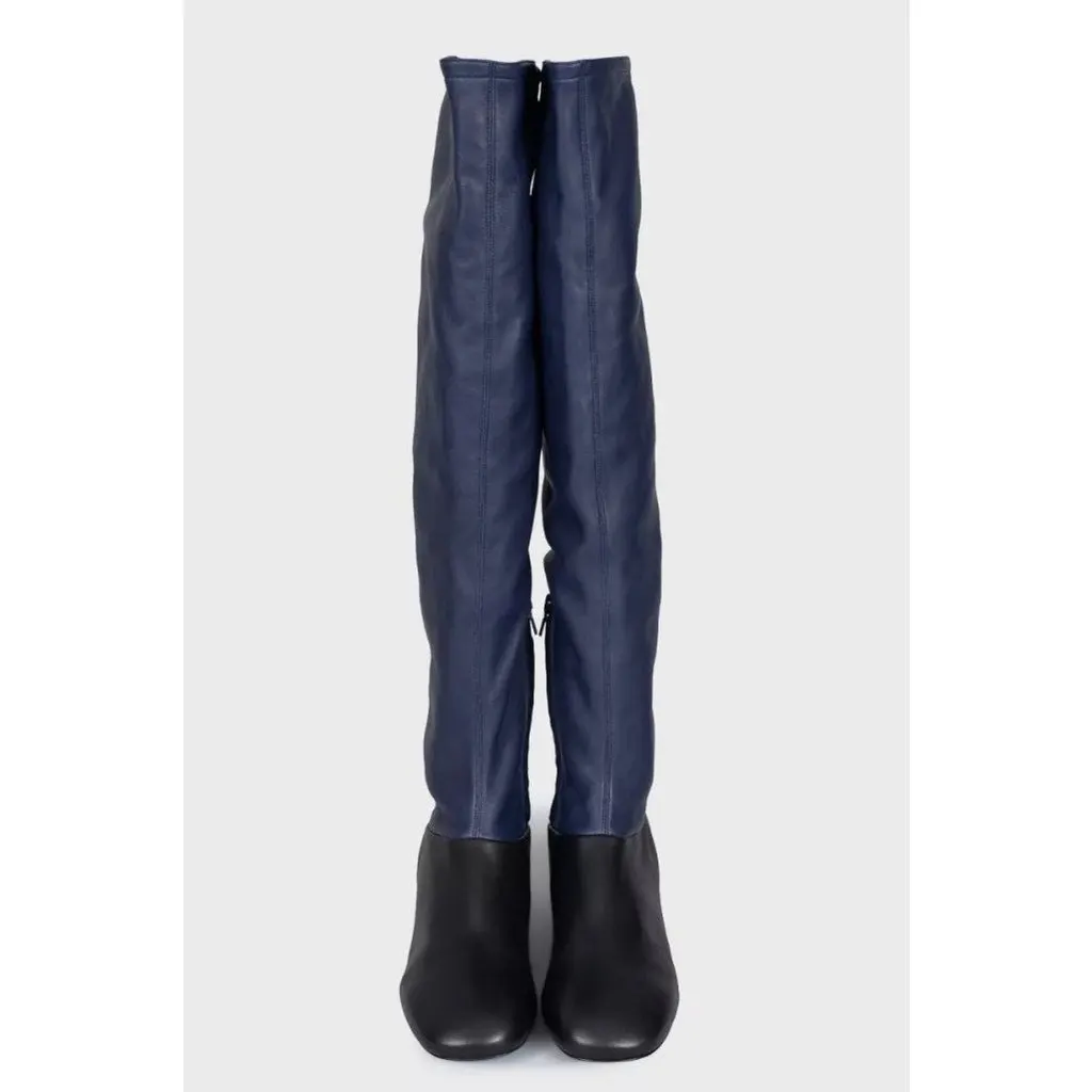 Celine NWB Celine Blue & Black Leather Boots - Size 39.5 Pre-owned Black Leather Never worn - Back View