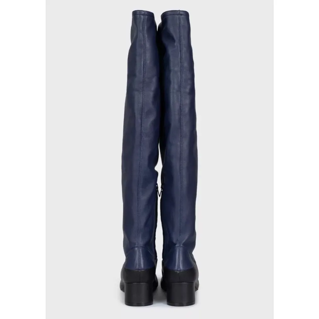 Celine NWB Celine Blue & Black Leather Boots - Size 39.5 Pre-owned Black Leather Never worn - Model View