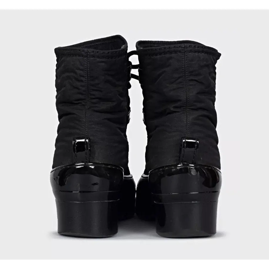 Chanel Black Lace-Up Boots - Size 37 Pre-owned Black Lace Good - Model View