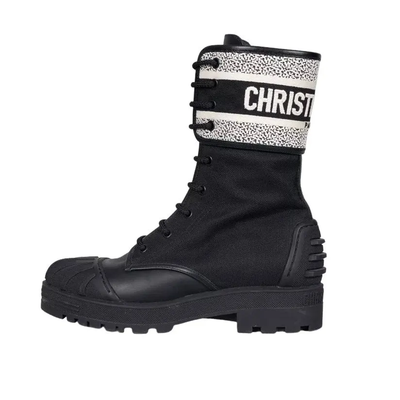 Dior Christian Dior D-Major Black Leather Boots - Size 38.5 Pre-owned Black Leather Good - Front View