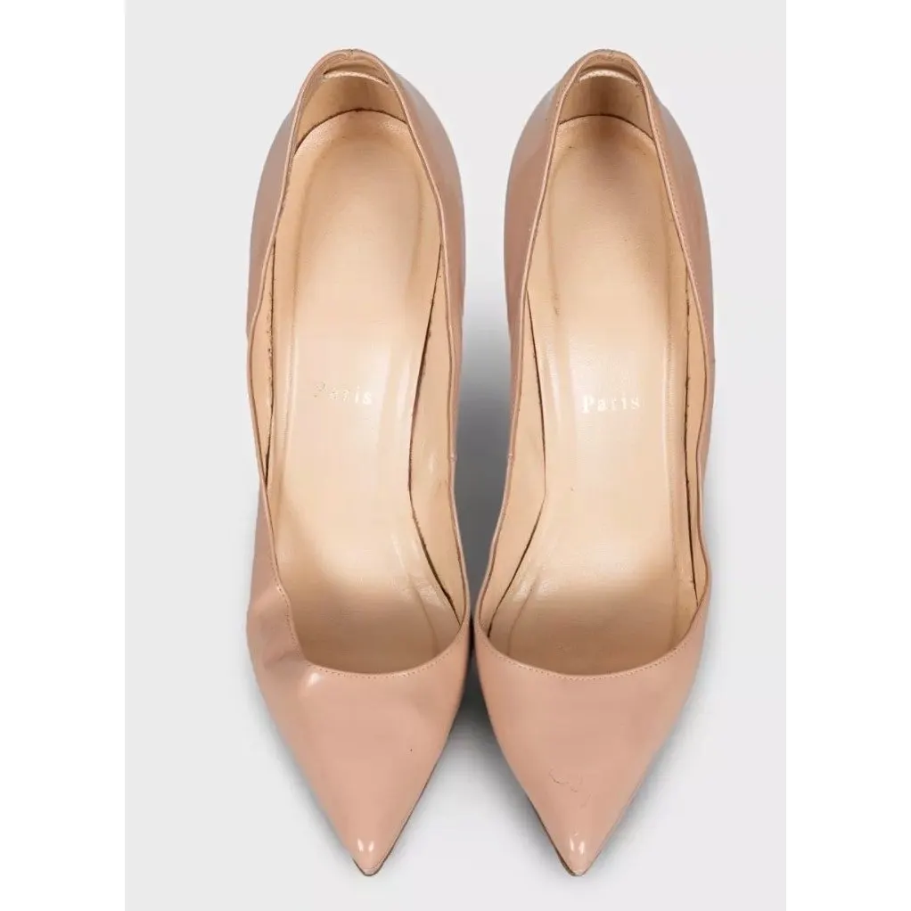 Christian Louboutin Beige Leather Pointed Toe Heels Sz.39.5 pre-owned Beige Leather Good - Back View