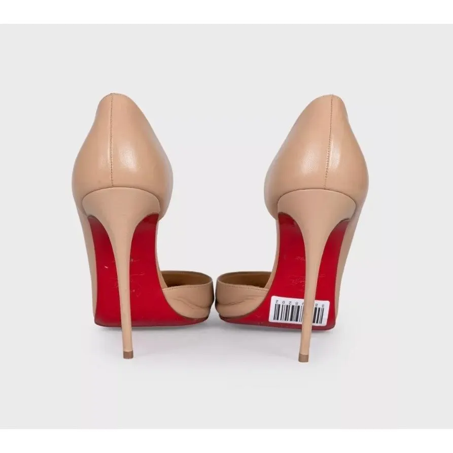 Christian Louboutin Culturella Beige Leather Spike Pumps Sz.38 pre-owned Beige Leather Good - Model View