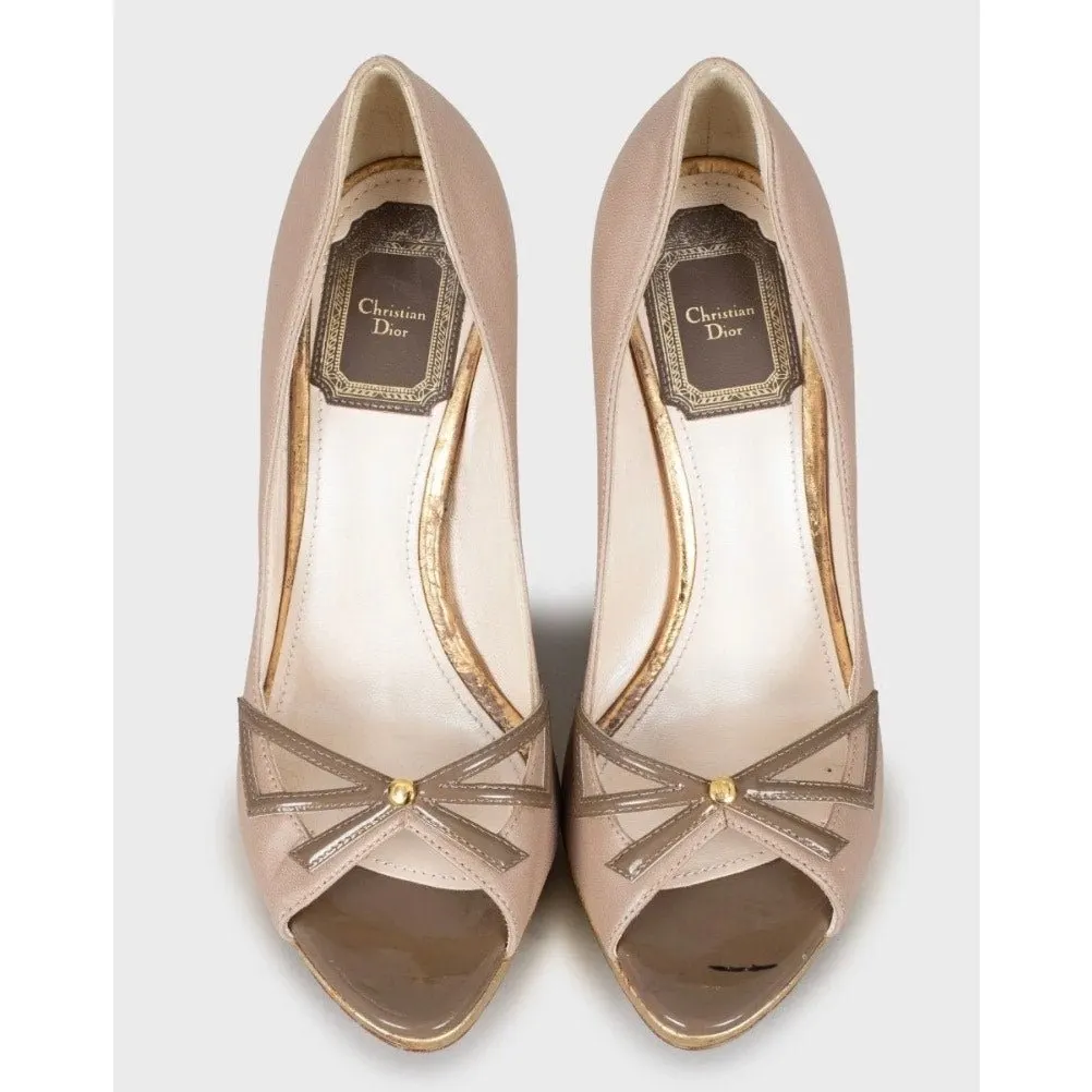 Dior Christian Dior Beige t Leather Bow Pumps Size 36 pre-owned Beige Leather Good - Back View
