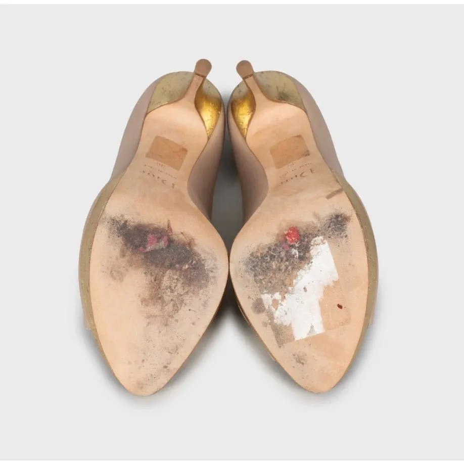 Dior Christian Dior Beige t Leather Bow Pumps Size 36 pre-owned Beige Leather Good - Box View