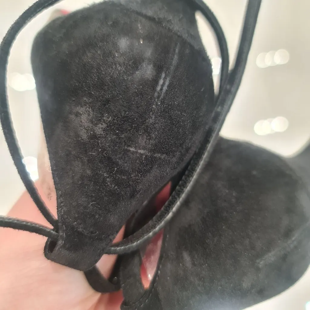 Christian Louboutin Bis Un Bout Black Suede & PVC Pumps Sz.37.5 Pre-owned Black Suede Good - Box View