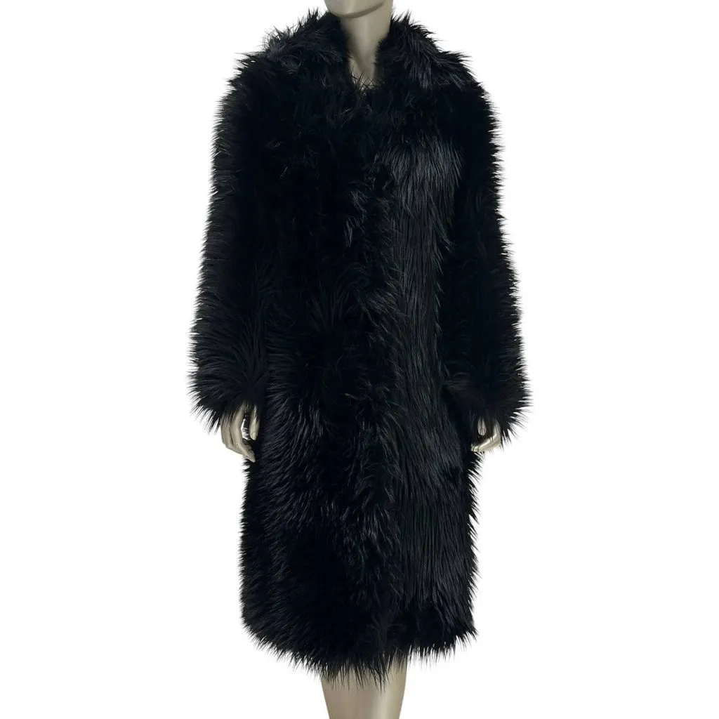Prada 2011 Black Faux Fur Coat Sz.40 pre-owned Black Good - Front View