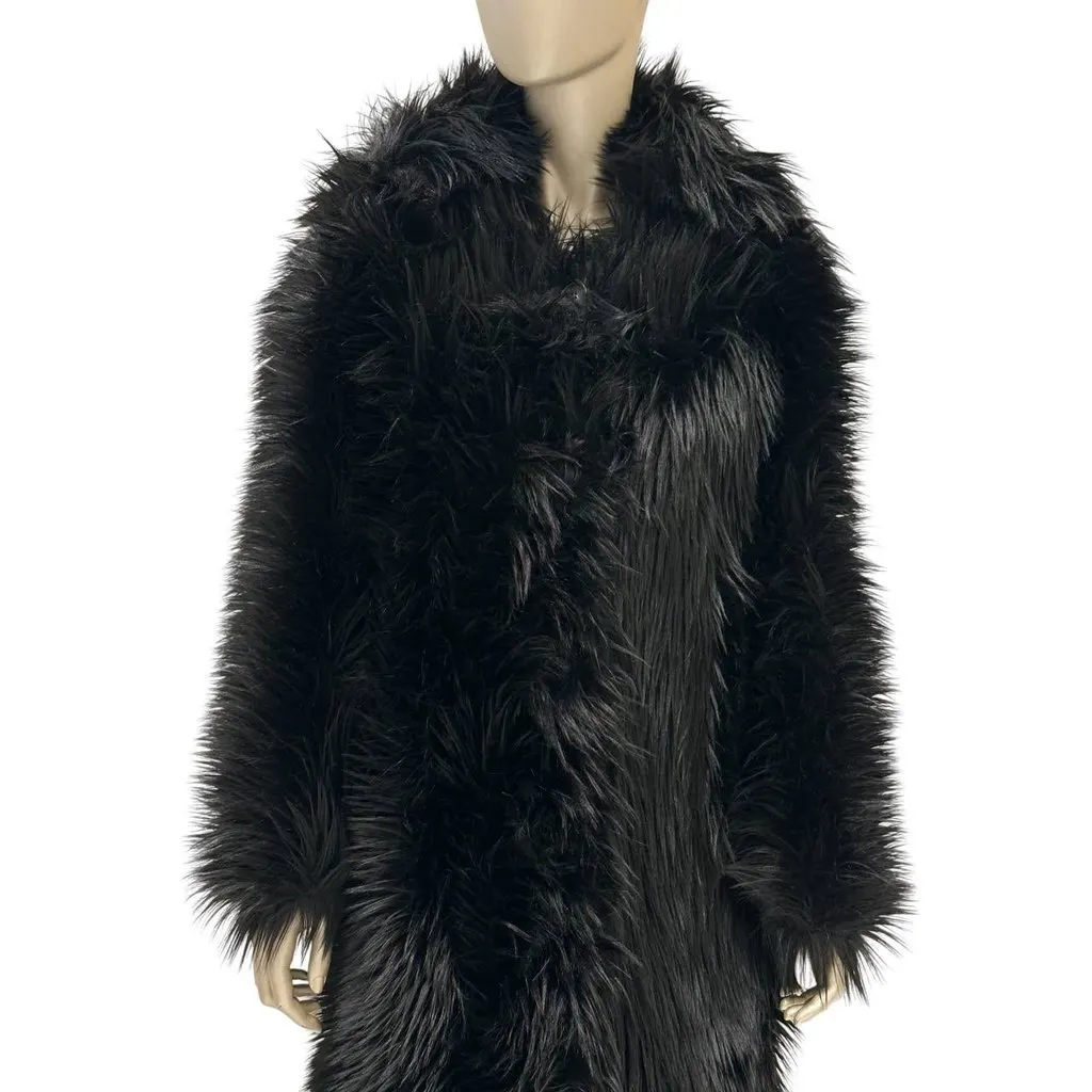 Prada 2011 Black Faux Fur Coat Sz.40 pre-owned Black Good - Back View