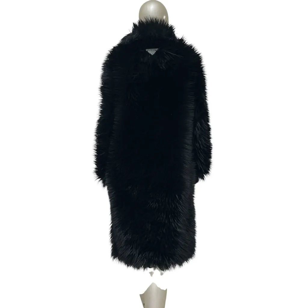 Prada 2011 Black Faux Fur Coat Sz.40 pre-owned Black Good - Inside View