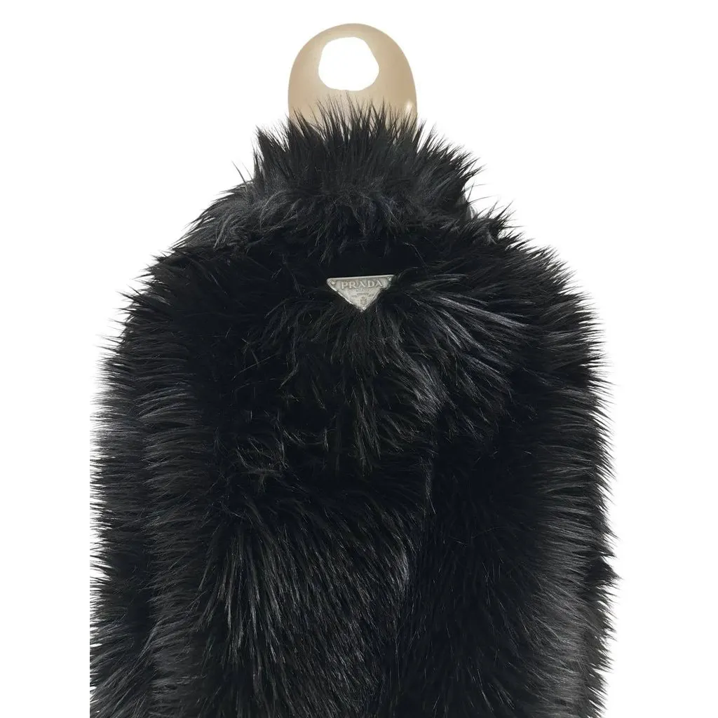 Prada 2011 Black Faux Fur Coat Sz.40 pre-owned Black Good - Model View
