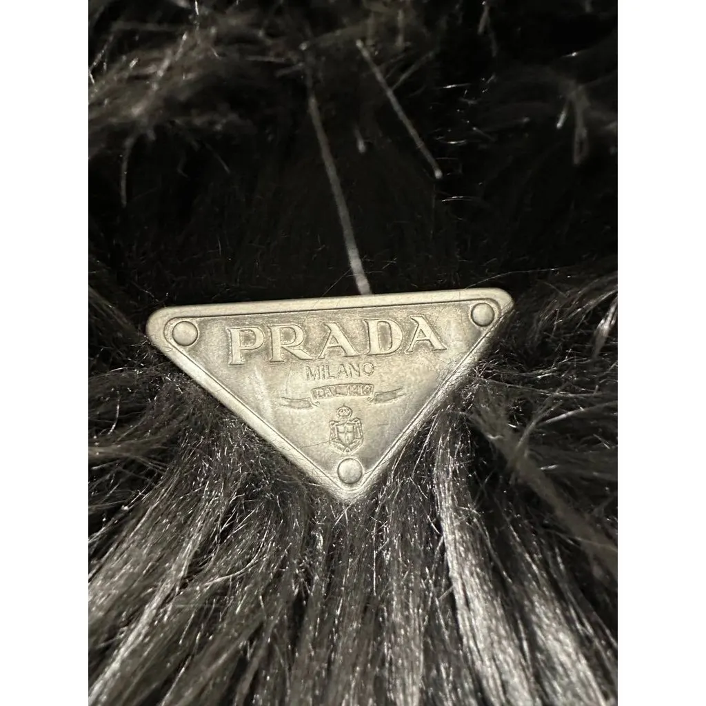 Prada 2011 Black Faux Fur Coat Sz.40 pre-owned Black Good - Box View