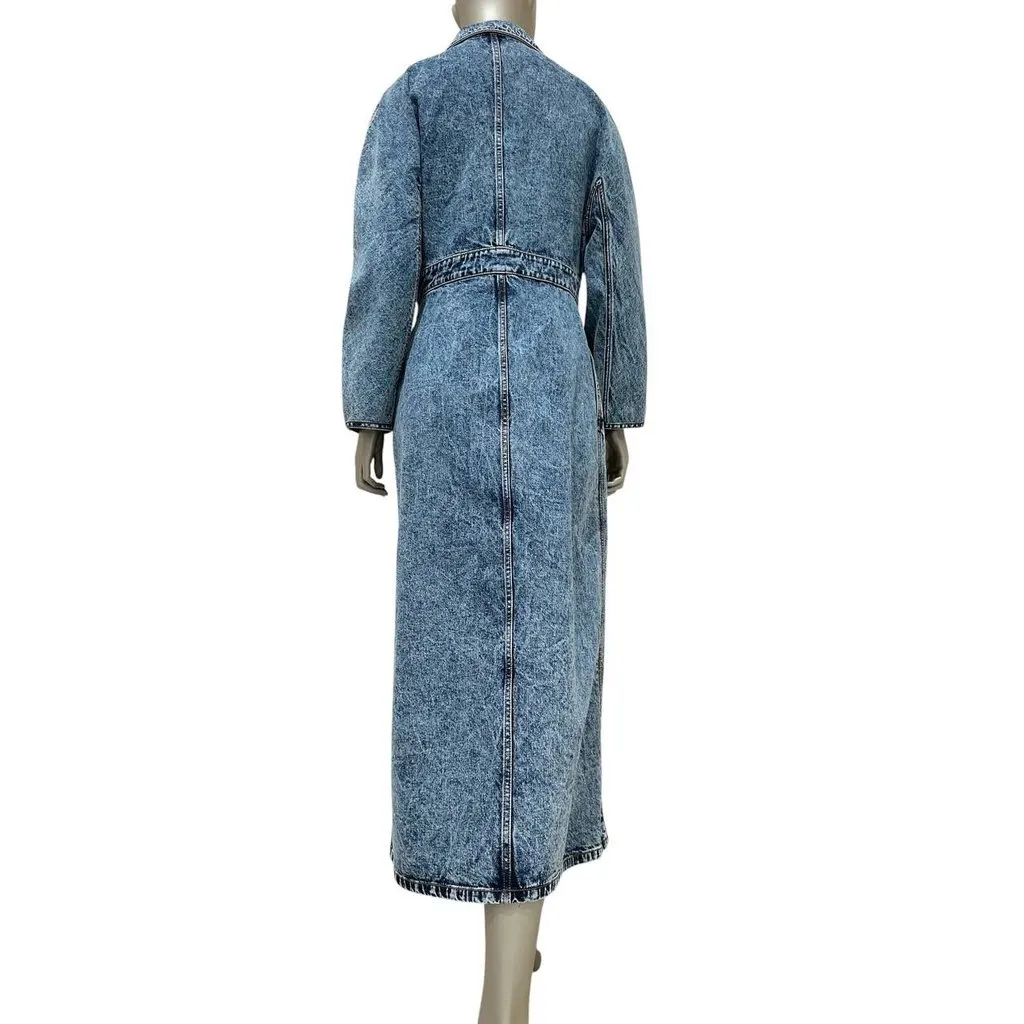 Alaïa Blue Faded Denim Asymmetric Trench Coat Sz 42 Pre-owned Blue Denim Good - Inside View