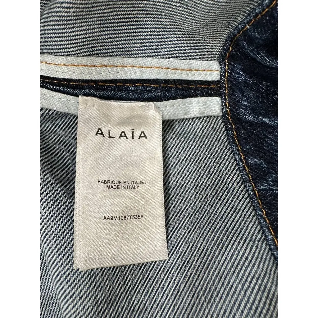 Alaïa Blue Faded Denim Asymmetric Trench Coat Sz 42 Pre-owned Blue Denim Good - Box View