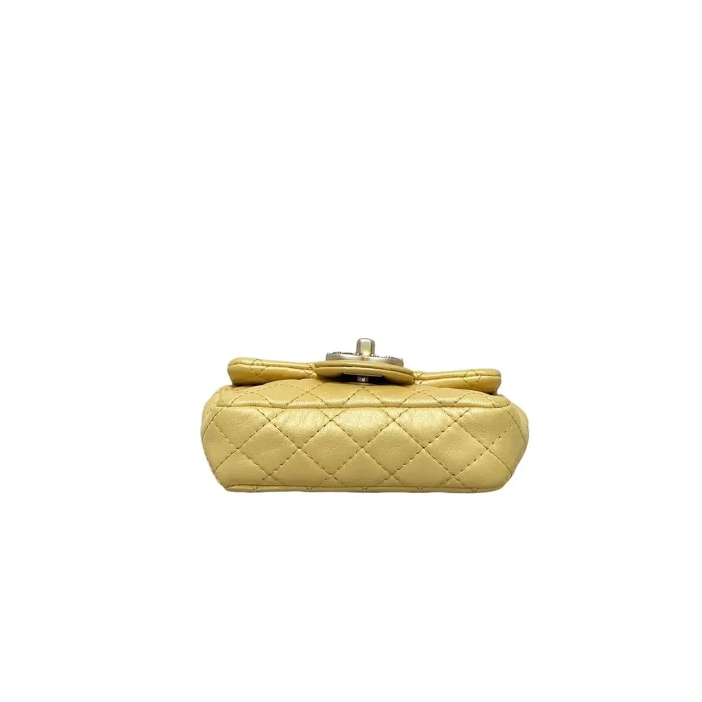 Chanel Iridescent Yellow Lambskin Extra Mini Jewel Flap Bag Pre-owned Yellow Leather Good - Inside View