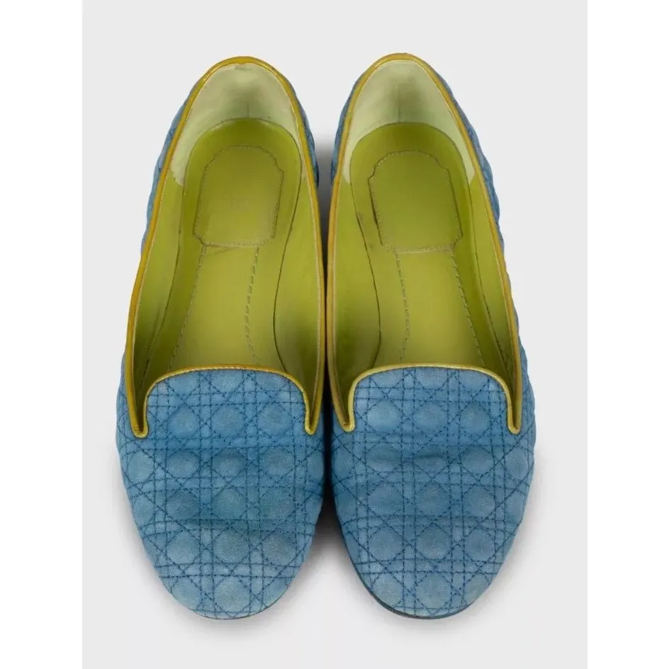 Dior Christian Dior Blue Suede Ballet Flats - EU 37 pre-owned Blue Suede Good - Back View