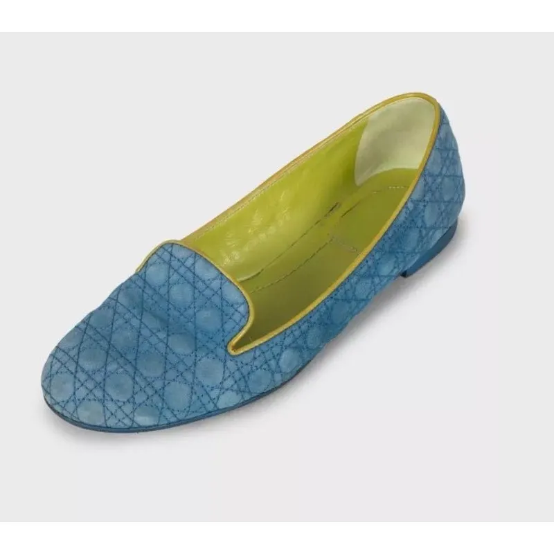 Dior Christian Dior Blue Suede Ballet Flats - EU 37 pre-owned Blue Suede Good - Inside View