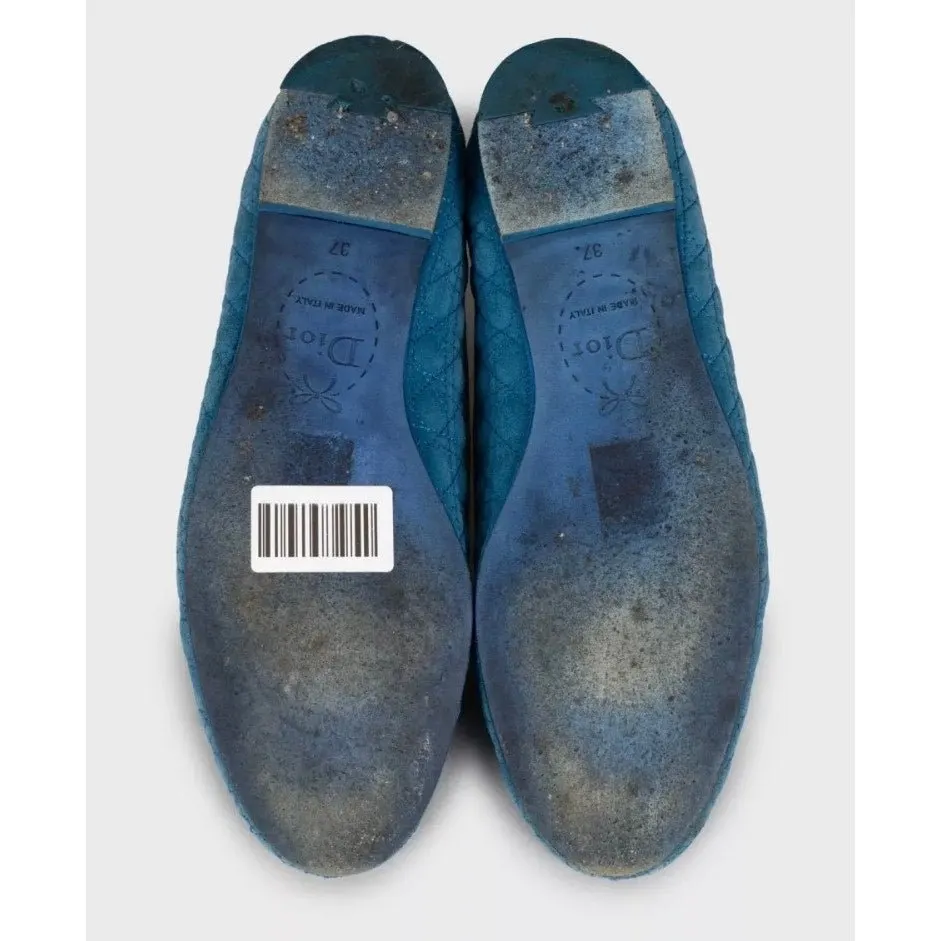 Dior Christian Dior Blue Suede Ballet Flats - EU 37 pre-owned Blue Suede Good - Model View