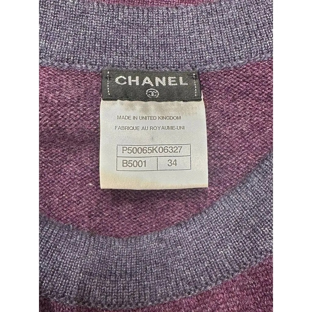 Chanel Purple Cashmere Long Cardigan EU 32 Pre-owned Purple Wool Good - Model View
