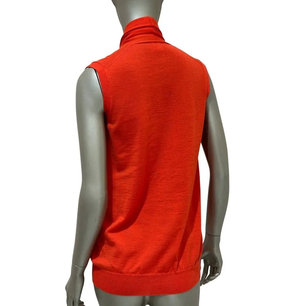 Hermès Lemaire Orange Wool Sleeveless Cardigan S/M pre-owned Orange Wool Good - Back View