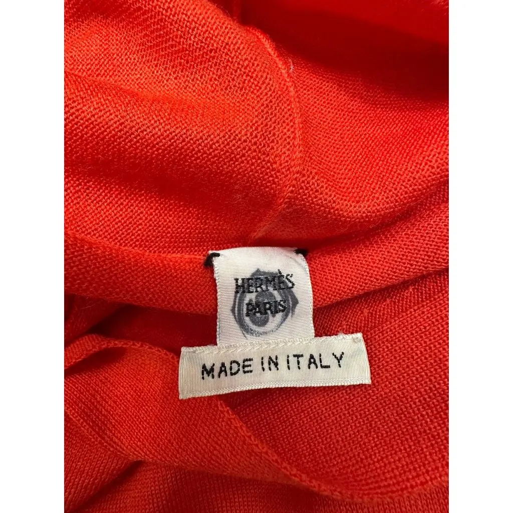 Hermès Lemaire Orange Wool Sleeveless Cardigan S/M pre-owned Orange Wool Good - Inside View