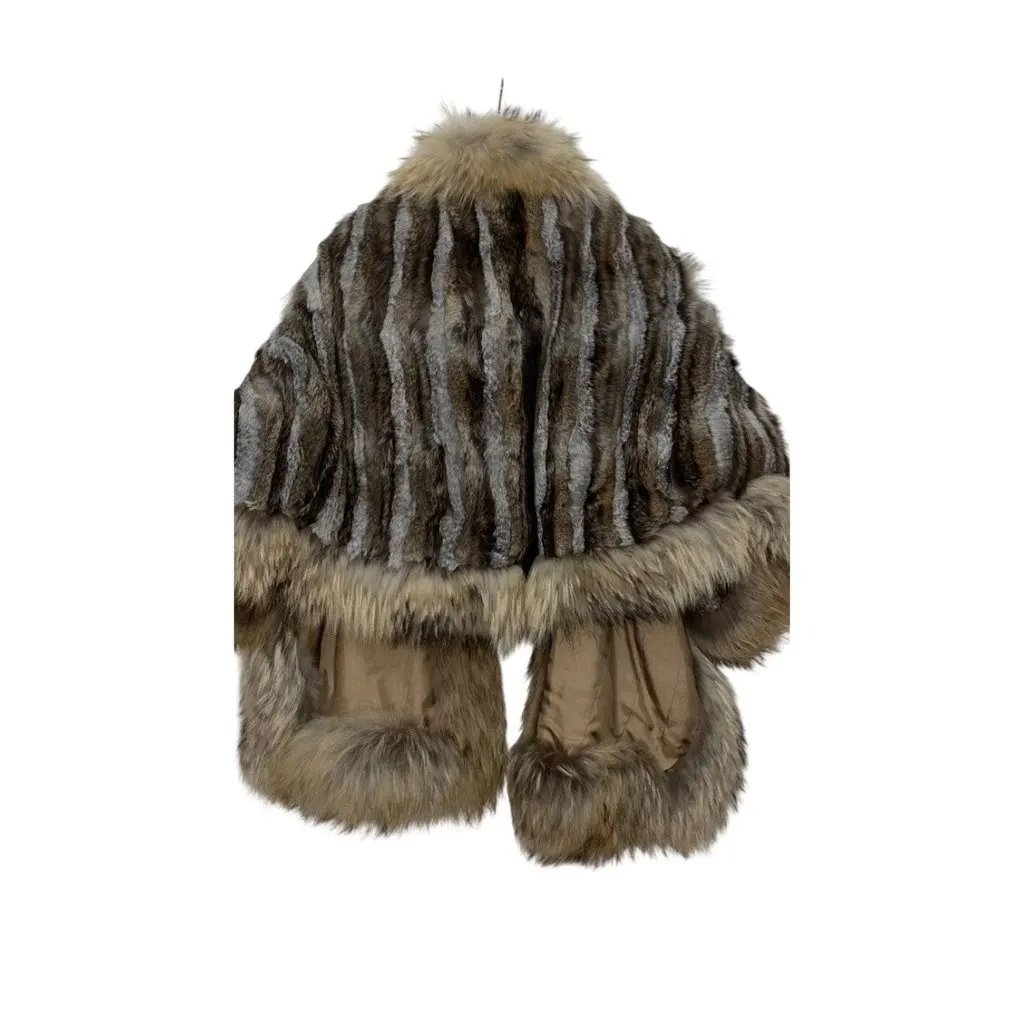 Yves Saint Laurent Rare Vintage Yves Saint Laurent  faux Fur Poncho Size 38 Pre-owned Brown Good - Back View